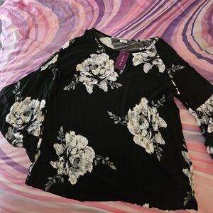 Floral Black Top